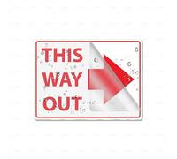 Cartello in plastica acrilica "This Way Out Right", di lunga durata, con nastro adesivo resistente e pulito, 15 x 20 cm