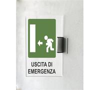 CARTELLO IN PLEXIGLASS A BANDIERA segnale - USCITA D'EMERGENZA SINISTRA