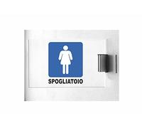 CARTELLO IN PLEXIGLASS A BANDIERA SEGNALETICO - spogliatoio donne - Con Supporto in alluminio & Stampa U.V. (15X21 CM)