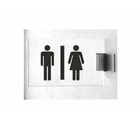 CARTELLO IN PLEXIGLASS A BANDIERA SEGNALETICO - toilette mista - Con Supporto in alluminio & Stampa U.V. (20X31 CM)