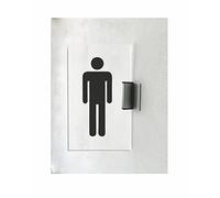 CARTELLO IN PLEXIGLASS A BANDIERA SEGNALETICO - toilette uomo - Con Supporto in alluminio & Stampa U.V. (15X21 CM)