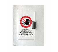 CARTELLO IN PLEXIGLASS A BANDIERA SEGNALETICO - vietato l'ingresso alle persone non autorizzate - Con Supporto in alluminio & Stampa U.V. (20X31 CM)