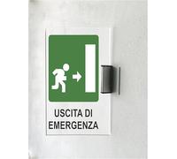 CARTELLO IN PLEXIGLASS A BANDIERA - USCITA D'EMERGENZA DESTRA