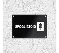 CARTELLO IN PLEXIGLASS NERO LUCIDO SEGNALETICO - SPOGLIATOIO DONNA