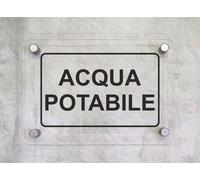 CARTELLO IN PLEXIGLASS SEGNALETICO - ACQUA POTABILE SCRITTA - Con Distanziali