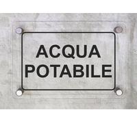 CARTELLO IN PLEXIGLASS SEGNALETICO - ACQUA POTABILE SCRITTA - Con Distanziali
