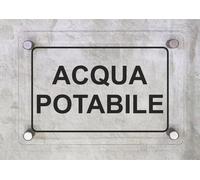 CARTELLO IN PLEXIGLASS SEGNALETICO - ACQUA POTABILE SCRITTA - Con Distanziali