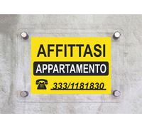 CARTELLO IN PLEXIGLASS SEGNALETICO - AFFITTASI APPARTAMENTO GIALLO