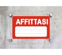 CARTELLO IN PLEXIGLASS SEGNALETICO - AFFITTASI - Con Distanziali