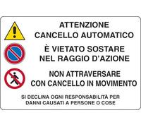 Cartello in PVC Attenzione Cancello Automatico 30x20