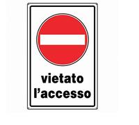 Cartello in PVC bianco cm 30X20 Vietato l'accesso