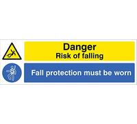 Cartello in vinile autoadesivo per il rischio di caduta caduta caduta deve essere indossato.