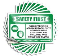 Cartello in vinile impermeabile con scritta "Man Cave Bar Safety First While Preparing Sodium Hypoclorite", adesivi a lunga durata (8 x 12 cm, 5 pezzi)