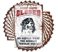 Cartello in vinile impermeabile Keep Gate Closed No Matter What The Bernese Mountain Dog Say & Boat Graphic Easy Apply Peel and Stick Wall Decor (20 x 30 cm)