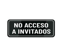 Cartello informativo in plastica acrilica con scritta "No Acceso A Invitados", autoadesivo, per porta o parete, 22,9 x 7,6 cm, piastra di design in acrilico di alta qualità