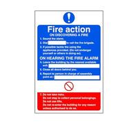 Cartello informativo piano d'azione antincendio, segnaletica antincendio, segnaletica antincendio, cartello per porta antincendio, in alluminio Dibond da 3 mm, per uso interno/esterno (600 mm x 400 mm