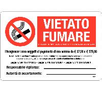 CARTELLO ISO - Vietato fumare, i trasgressori sono soggetti al pagamento di una