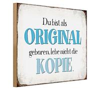 Cartello ispiratore in legno "Du bist als Original" | Motivazione e unicità per casa e ufficio | 40 cm x 30 cm