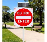 Cartello lampeggiante a LED solare da 24"/30" con divieto di accesso per vialetti strade incroci esterni con kit di montaggio(30im)