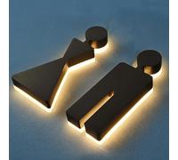 Cartello LED per bagno con indicatore di orientamento retroilluminato, per uomini e donne, in acrilico, da parete, per centri commerciali, uffici, hotel e strutture pubbliche