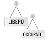 Cartello Libero/Occupato 175x65 mm Alluminio Laccato Bianco su entrambi i lati con catenella e ventosa 31229-WS