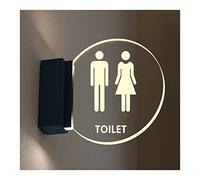 Cartello luminoso per bagno, rotondo, in acrilico, da parete, per l'identificazione di genere in bagni, uffici e aziende