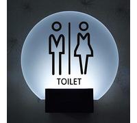 Cartello luminoso rotondo a LED da 8 pollici con montaggio a parete, cartelli for toilette for uomini e donne, for bagno for ufficio, attività commerciale o casa, porta