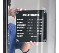 Cartello magnetico per orari di lavoro, intercambiabile e scrivibile, con ventose, per porte o finestre in vetro, per negozi, uffici e ristoranti
