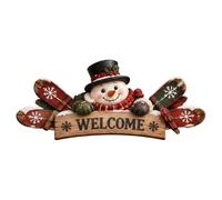 Cartello natalizio da appendere per sci e snowboard, targa da parete rustica per le vacanze invernali con pupazzo di neve, Babbo Natale, renna, pinguino e orso la porta Contenitore (D, One Size)