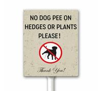 Cartello "No Dog Pee on Hedges or Plants - No Pee Zone Sign - Curb Your Dog Signs - No Dogs Allowed Sign for Yard 20 x 30 cm Targa in alluminio con paletto per erba giardino prato quartieri