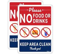 Cartello "No Food or Drink, Keep Area Clean", 25,4 x 17,8 cm, No Food or Drinks Allowed, in alluminio antiruggine, resistente alle intemperie, facile da installare, per uso interno/esterno, confezione