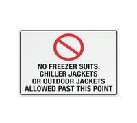Cartello "No Freezer Suits Past This Point", cartello di sicurezza, cartelli all'aperto, 30,5 x 20,3 cm, cartello per casa, affari, segnalazione vialetto