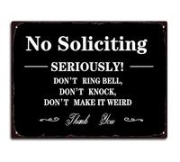 Cartello "No Soliciting Sign for House", "No Soliciting Signs for Home", "No Soliciting" Sign for Business, No Solicititation Sign for Front Door No Solicitors, 30,5 x 40,6 cm