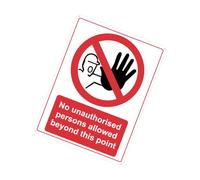 Cartello "No Unauthorised Access", 400 x 300 mm, avviso di sicurezza in PVC rigido, retro autoadesivo e fori preforati, bacheca per aree riservate per aziende, siti, scuole e proprietà private