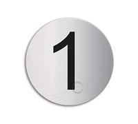 Cartello - Numero 1 | Targhette Targa acciaio inox Ø 75 mm autoadesivo | Ofform Design Originale No.39071