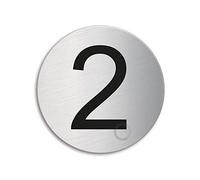 Cartello - Numero 2 | Targhette Targa acciaio inox Ø 75 mm autoadesivo | Ofform Design Originale No.39072