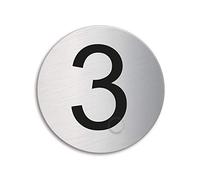 Cartello - Numero 3 | Targhette Targa acciaio inox Ø 75 mm autoadesivo | Ofform Design Originale No.39073