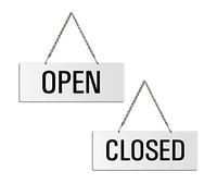Cartello Open - Closed in melamina bianco | con catenella | 175x65 mm | 31201-W