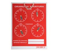 CARTELLO ORARIO 4 OROLOGI TEMPOPOL ROSSO cm 16x21 [LETTERFIX ]