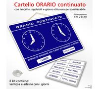 Cartello ORARIO continuato regolabile apertura negozio blu