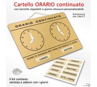 Cartello ORARIO continuato regolabile apertura negozio ORO