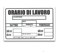 Cartello Orario di Lavoro 30x20 cm | Adesivo in Vinile Impermeabile e Anti-UV | Segnaletica Aziendale per Cantieri, Officine, Aziende | Stampa Chiara e Visibile - Art. 71372