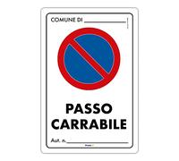 Cartello "Passo carrabile" f.to 25x35cm - Realizzato su Plastica rigida compatta sp. 1 mm - Ideale per essere posizionato all’aperto.
