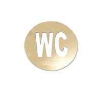 Cartello per bagno, 1 pezzo, cartello per porta del WC, adesivo da parete, autoadesivo, per la decorazione della casa, 12 x 12 cm (oro)