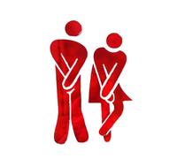 cartello per bagno, 2 pezzi 3D WC WC Sign uomo donna adesivo da parete rimovibile fai da te decalcomania multicolore(Type B Red)