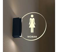 Cartello per bagno con cartello in acrilico, cartelli per toilette per uomini e donne, cartello per bagno con montaggio a parete rotondo a LED, per hotel, centro commerciale, affari ( Color : B )