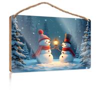 Cartello per bagno con regole del bagno, pupazzo di neve nel paese delle meraviglie invernale con lanterna, cartello in legno per portico, decorazioni per portico all'aperto, regali da giardino (20 x