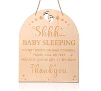 Cartello per Bambino Che Dorme per Porta d'Ingresso, 30x25cm Non Bussare o Suonare il Campanello Appendere Porta Legno Shhh Bambino che Dorme Cartello Appendere Decorazione Camera Bambini