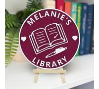 Cartello per biblioteca in acrilico personalizzato da 15,2 cm, con supporto, cartello per libreria personalizzato, 12 colori di sfondo, decorazione perfetta per libreria o scrivania per gli amanti dei