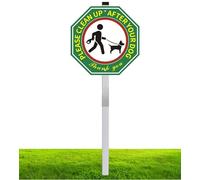 Cartello per cani "Clean Up After Your Dogs, No Pooping Dog" per cortile, Pick Up After Your Dog, 25,4 x 25,4 cm, riflettente per cani con palo lungo 71 cm, in alluminio resistente, antiruggine e